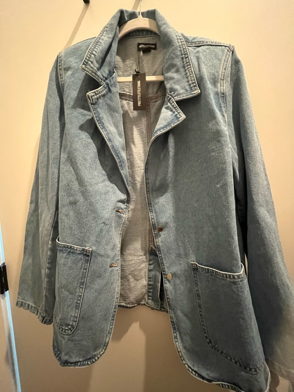 Light Blue Oversized Fit Denim Blazer